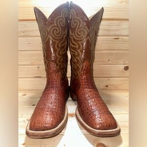 SOLD!!!!!   TONY LAMA EXOTIC TAN HORNBACK LIZARD COWBOY BOOTS SIZE 11 E Square